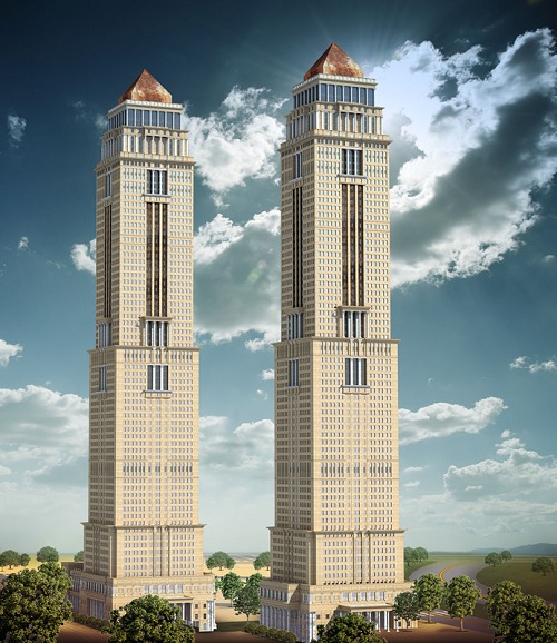 贵阳花果园高层钢结构工程，建筑高度为313.5米